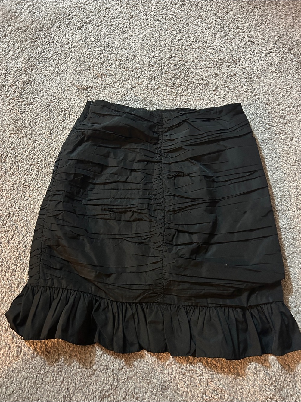 Zara Black Ruched Mini Skirt with Ruffle Hem